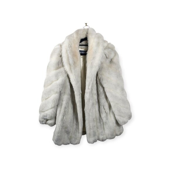 Vintage Cream Faux Fur Coat By Outerlayers SZ L Old Money Winter Coat Glamorous - Picture 2 of 11